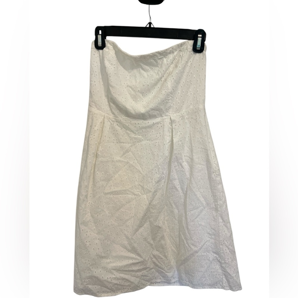 Strapless cotton eyelet dress